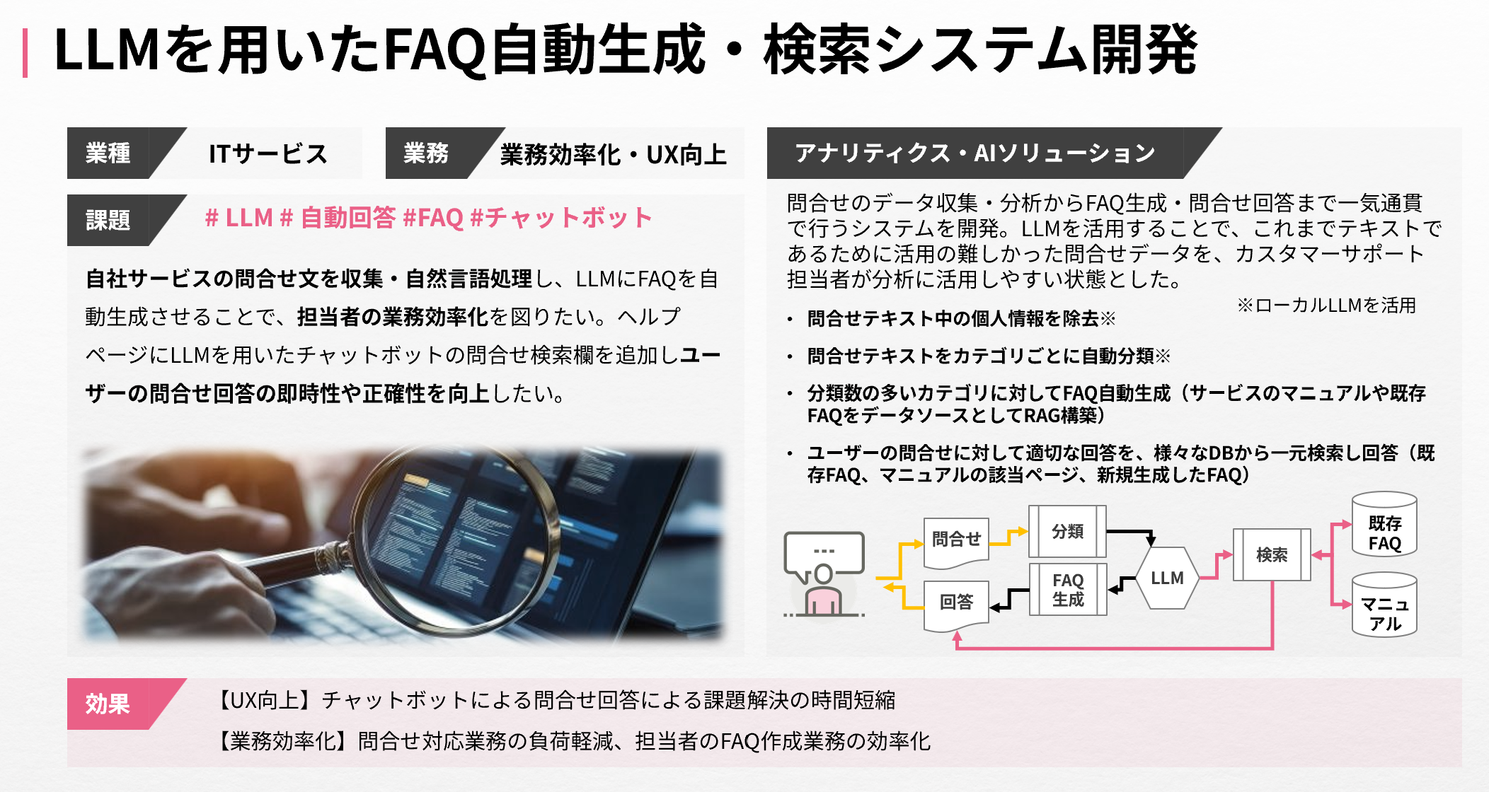 LLM活用事例_LLMを用いたFAQ自動生成・検索システム開発